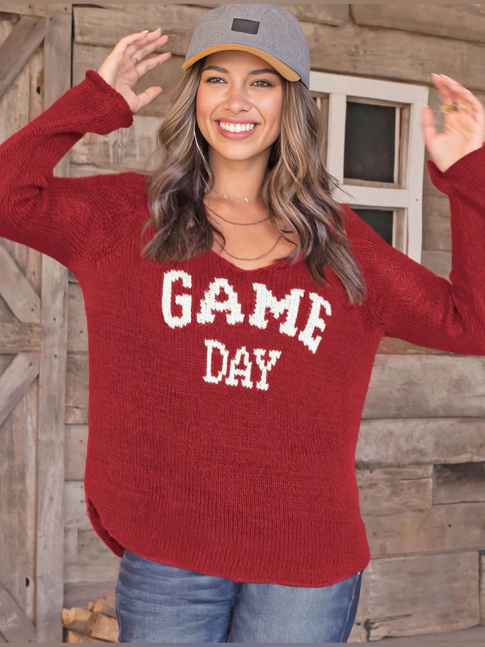 Wooden Ships/Chile Red V-Neck 'GAME DAY' Knit Sweater/NWT! NEVER WORN! Luxury!